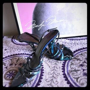 Multicolor snakeskin, strappy sandals!